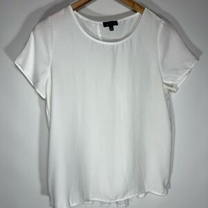 The Limited White Pleated Sheer Panel Blouse